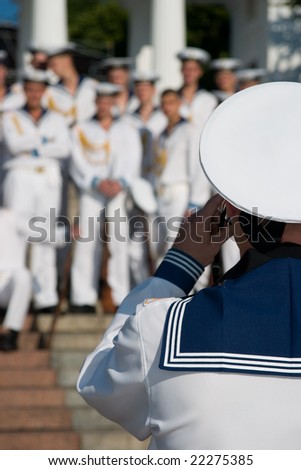 Ukraine, Sevastopol. 20th July 2006. Russian navy men on celebration of Day of Russian Navy.