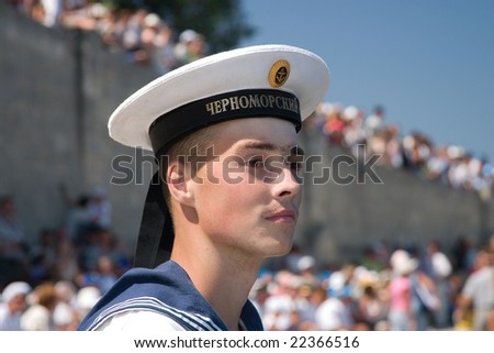SEVASTOPOL, UKRAINE:JULY 30, 2006: Russian navy man observes a naval review on Russian Navy Day on July 30, 2006 in Sevastopol, Ukraine.