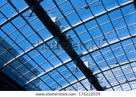 Glass roof of an office building in modern architecture.