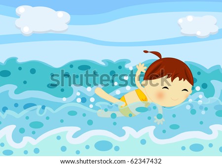 clipart swimming girl. stock photo : swimming girl