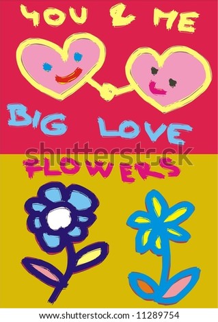 Flowers And Love Hearts. stock vector : hearts flowers