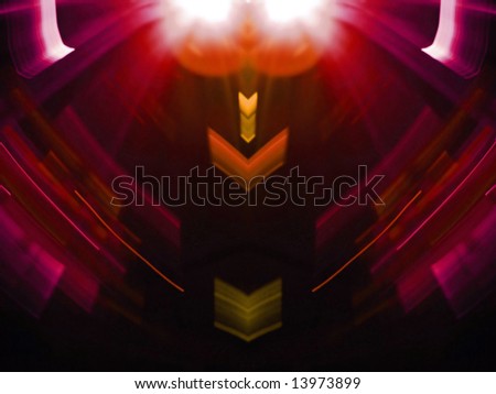 Red and white rays with mirror effect