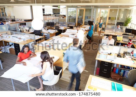 Interior Of Busy Modern Open Plan Office