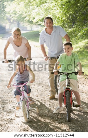 stock photo : Family on bicycle ride