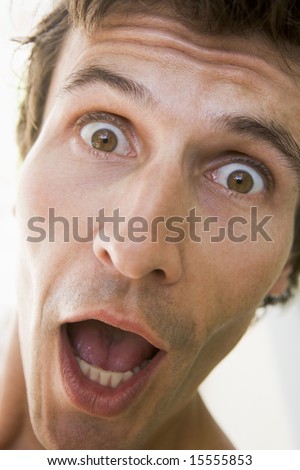 Head shot of surprised man