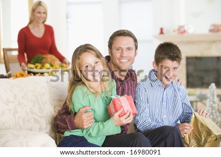 Portrait Of Family At Christmas