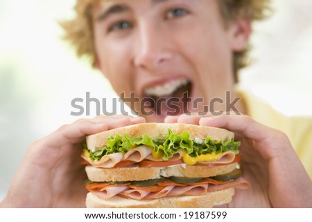 Teenager Eating A Sandwich