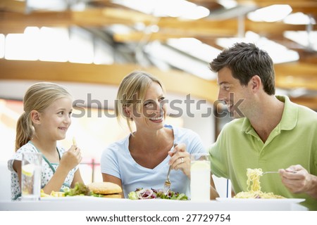 Family Having Lunch Together At The Mall