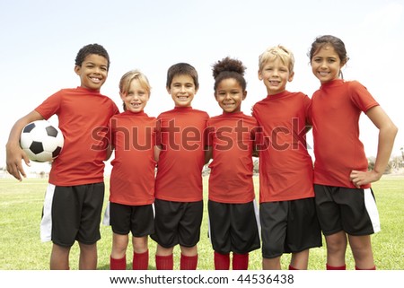 Young Boys And Girls In Football Team