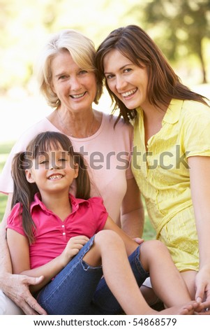 Grandmother With Mother And Daughter In Park