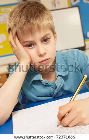 Schoolboy In Classroom Fed Up