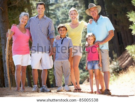 3 Generation family on country walk