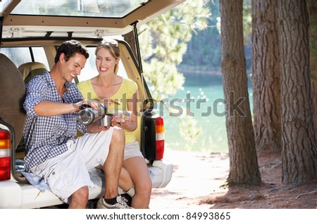 Young couple on country picnic