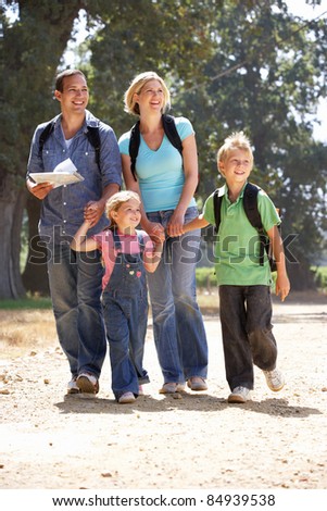 Young family on country walk