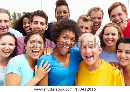 Outdoor Portrait Of Multi-Ethnic Crowd