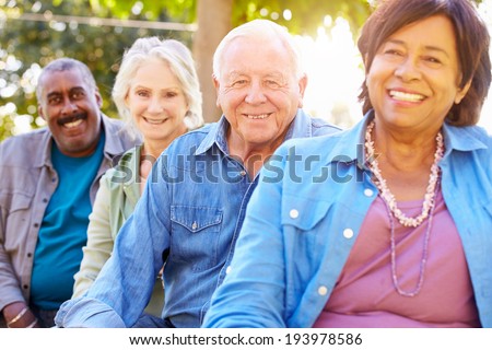 Outdoor Group Portrait Of Senior Friends