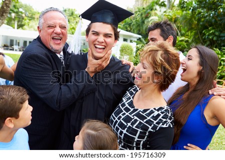 Hispanic Student And Family Celebrating Graduation Hispanic Student And Family Celebrating Graduation