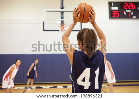 Female High School Basketball Player Shooting Basket