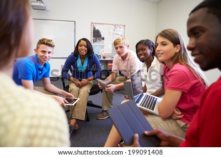 High School Students Taking Part In Group Discussion