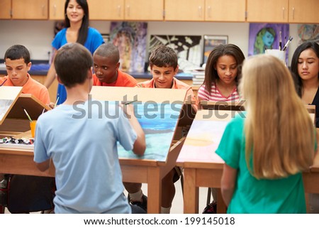 High School Art Class With Teacher