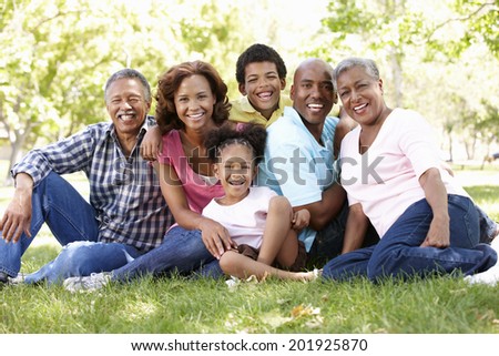 Multi-generation  family in park