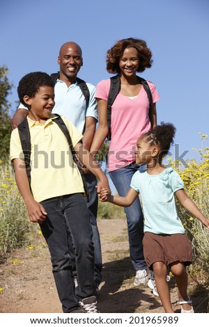 Family on country hike