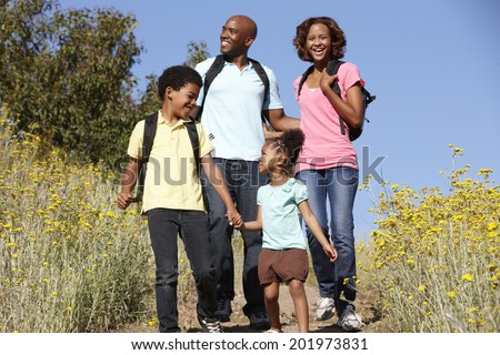 Family on country hike