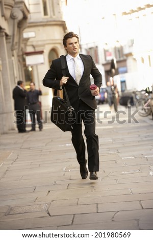 Businessman hurrying to work