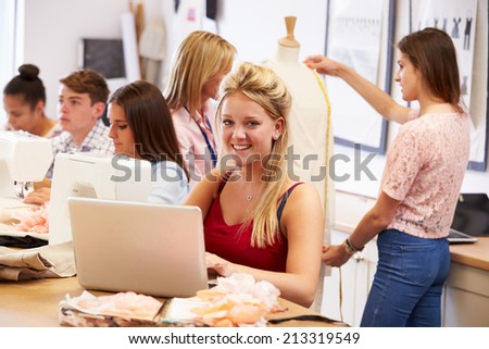 College Students Studying Fashion And Design