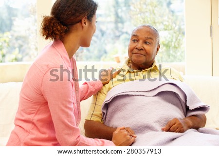 Woman looking after sick father