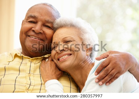 Senior African American couple at home