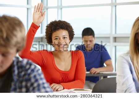 Student asking question in class