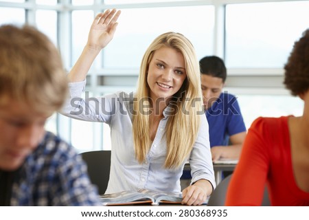 Student asking question in class