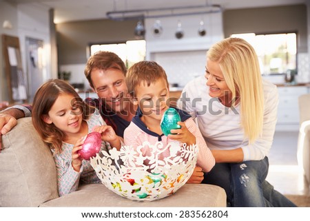 Family celebrating Easter at home