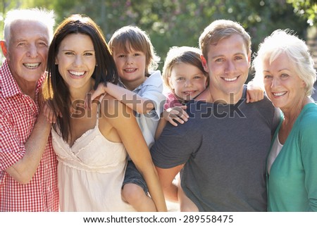 Portrait of Three Generation Family In Countryside