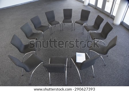 Empty Chairs Laid Out For Company Seminar