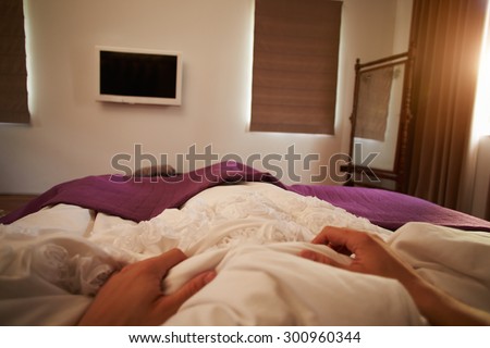 Point Of View Image Of Person Sleeping In Bed