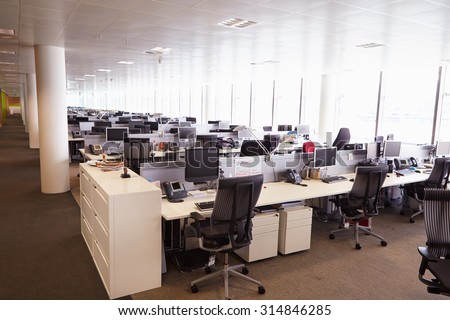 Large open plan office interior without people