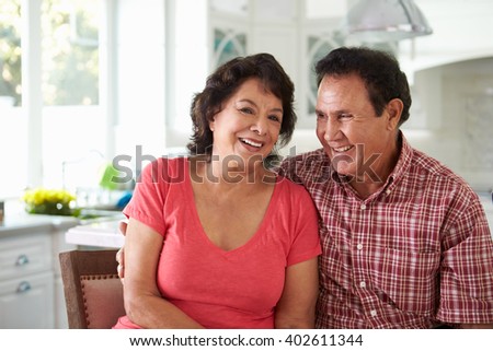 Head And Shoulders Shot Of Senior Hispanic Couple At Home