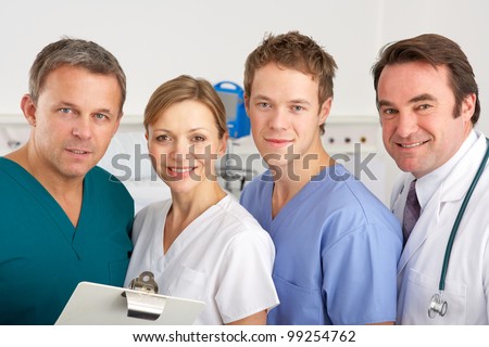 Portrait American medical team on hospital ward