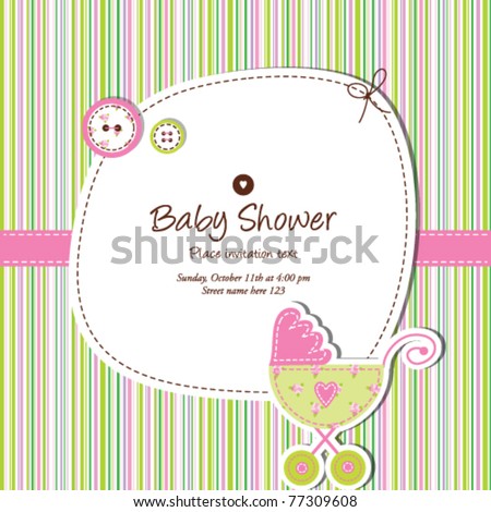 baby shower invitation template Cute vector card - baby arrival Unique ...