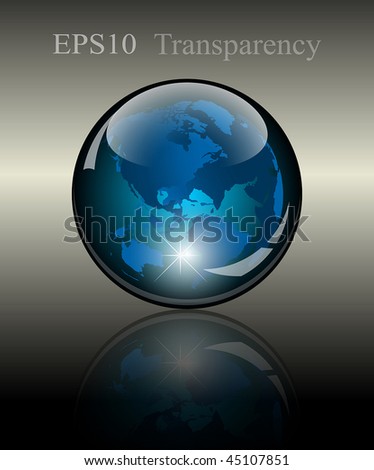 stock vector : 3d crystal globe. World map inside. Vector illustration