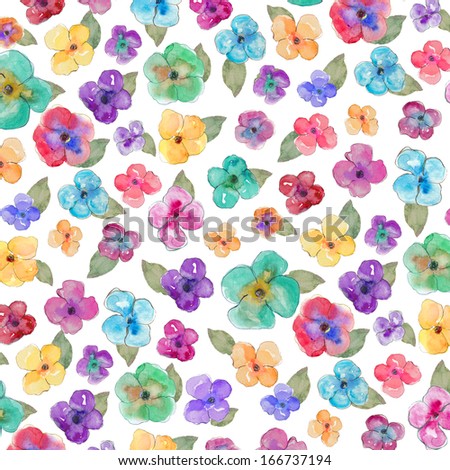 Colorful Watercolor Pansies Background