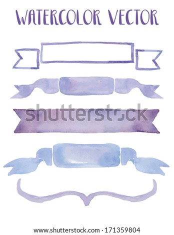 Purple Watercolor Vector Ribbons