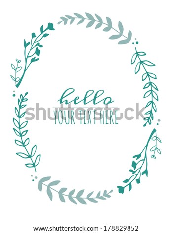 Blue Green Vector Laurel Branch Wreath Frame