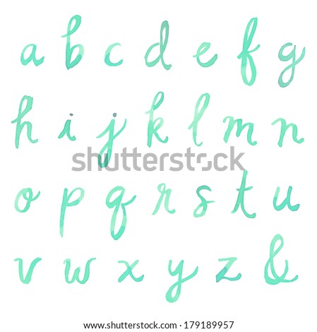 Hand Painted Watercolor Alphabet Font With Wet, Watercolor Letters in Calligraphy Script