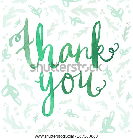 Hand Painted Watercolor Thank You Calligraphy Script on Background. Thank You Note. Thank You Background. Thank You Cursive. Cursive Thank You Script. Watercolor Lettering. Thank You Lettering.