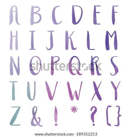 Hand Painted Watercolor Alphabet. Alphabet Letters. Colorful Letters. ABCs.