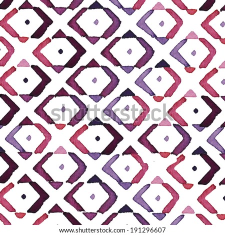 Tribal Pattern Watercolor Background. Colorful Painted Watercolour Background. Native American Pattern. Indian Pattern Background.
