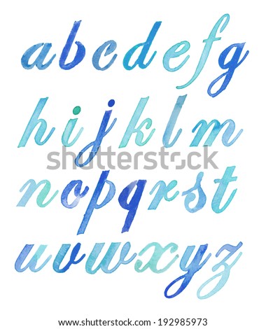 Watercolor Alphabet Letters. Hand Painted Alphabet. Watercolor ABCs. Watercolor Font Letters. Digital Scrapbooking Alphabet.